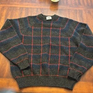 Scott Officer VTG Men’s Wool Blend Pullover Sweater Grid Pattern Sweater